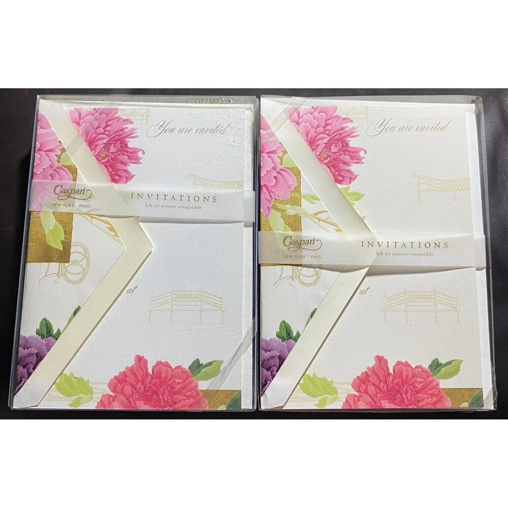 Invitations & Envelopes 2) boxes of 8 Peony Garden Design